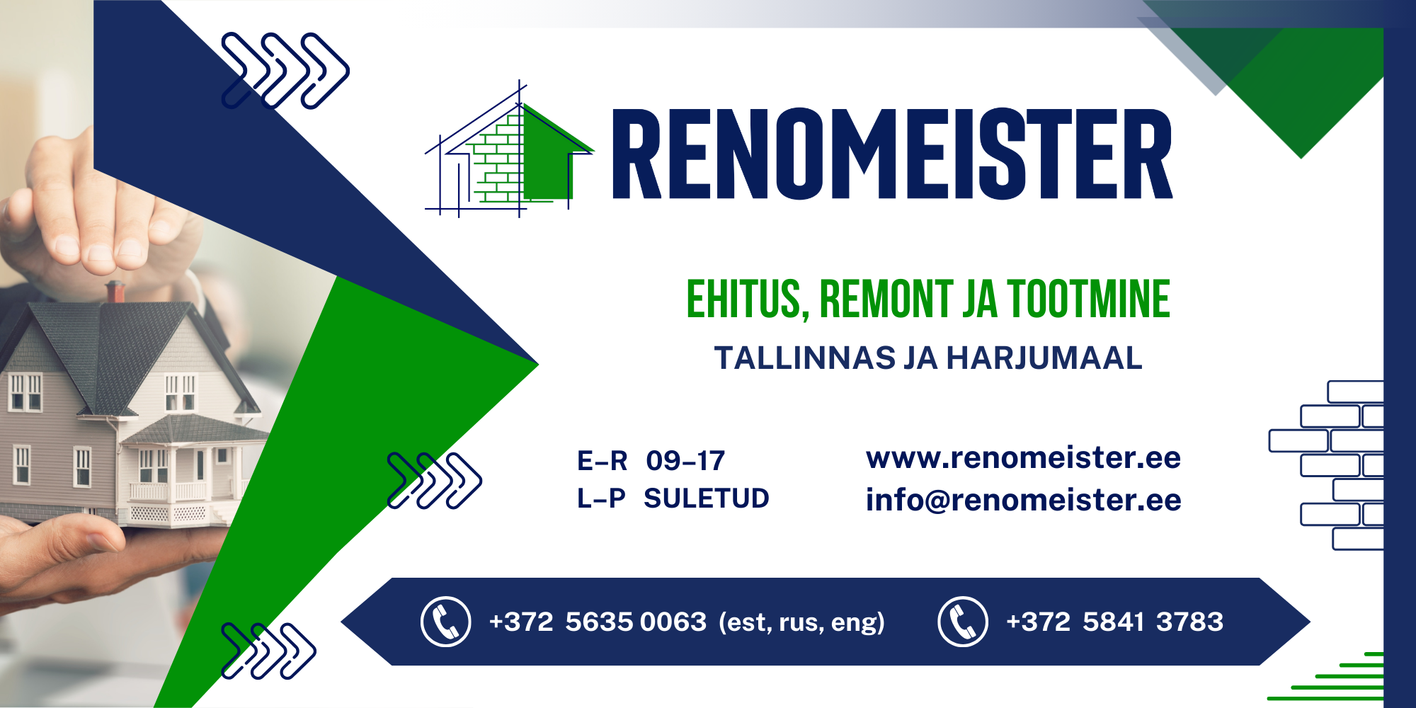 Renomeister – ehitus, remont ja tootmine Tallinnas ja Harjumaal.